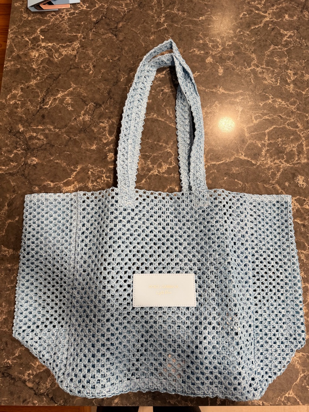 NEW Dolce & Gabanna Light Blue Mesh Beach Bag
